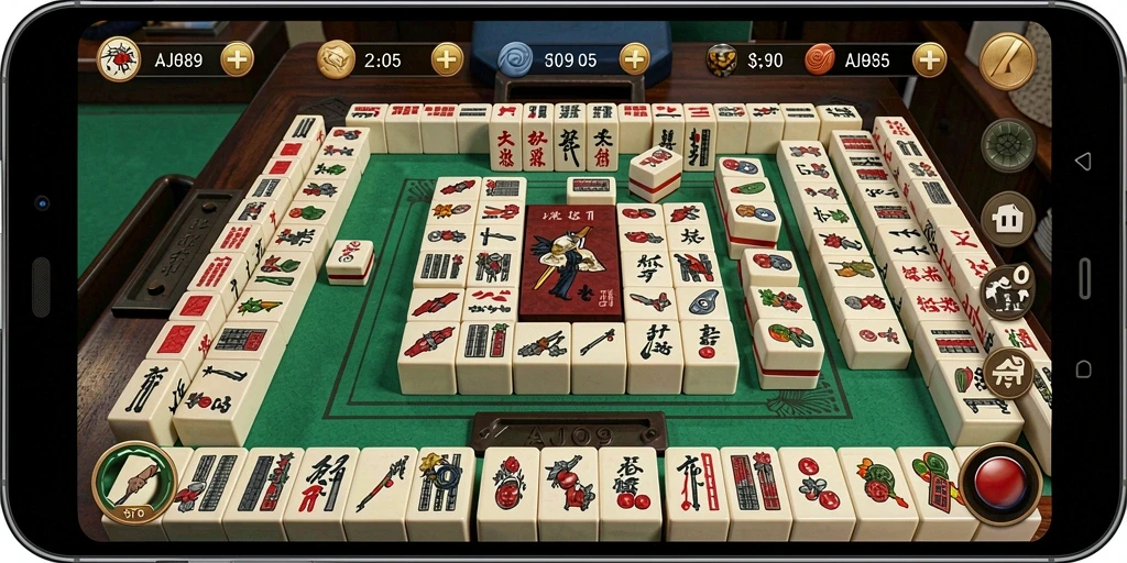 Gameplay AJO89 menantang dengan ubin Mahjong yang beragam.