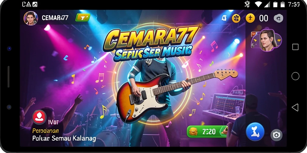 Tampilan gameplay seru dari CEMARA77 dengan irama musik.