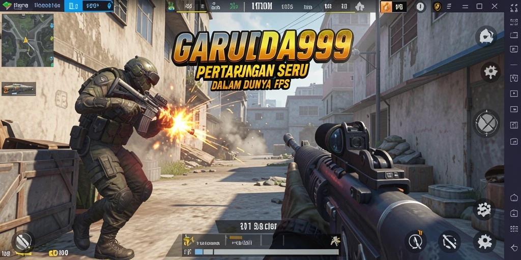 Tampilan utama gameplay GARUDA999 yang penuh aksi FPS.