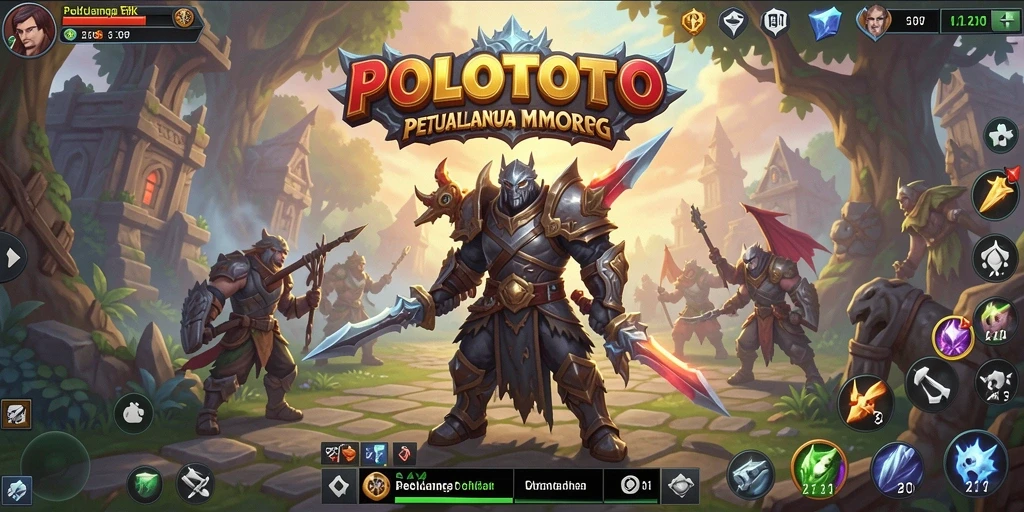 Screenshot utama POLOTOTO menampilkan aksi penuh di dunia MMORPG.