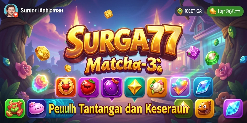 Tampilan gameplay SURGA77 yang penuh warna dan menantang.